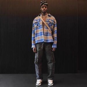 represent letter r plaid shirt multicolor