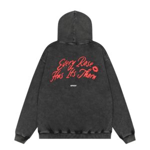 represent red lips washed hoodie black