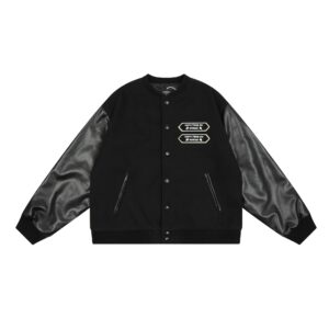represent leather sleeve varsity jacket
