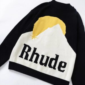 rhude sunset knit hoodie black
