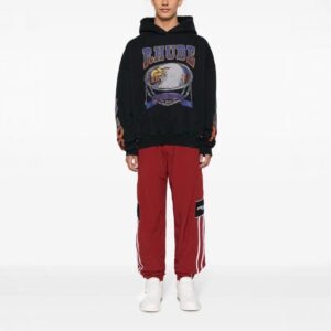 rhude fire eagle hoodie black
