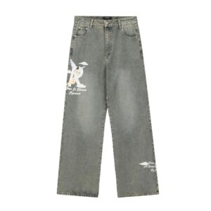 represent angel letter straight jeans grey