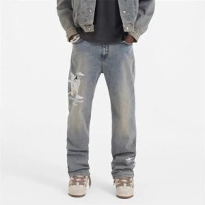 represent angel letter straight jeans grey