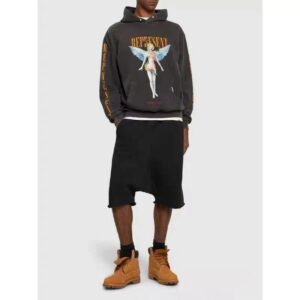 represent washed angel hoodie vintage black