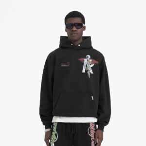 represent dragon print hoodie black