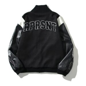 represent tiger embroidered varsity jacket black