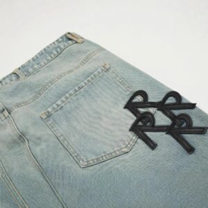represen straight jeans with r patches light blue