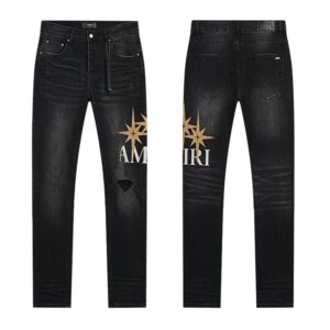 amiri embroidered distressed jeans multicolor