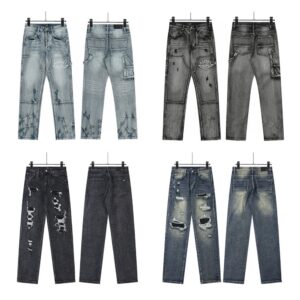 amiri embroidered distressed jeans