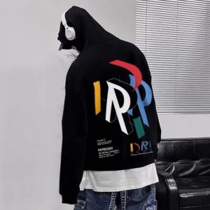 represent multicolor print hoodie black