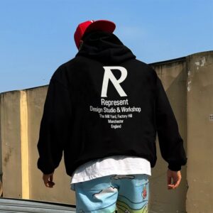 represent logo hoodie black