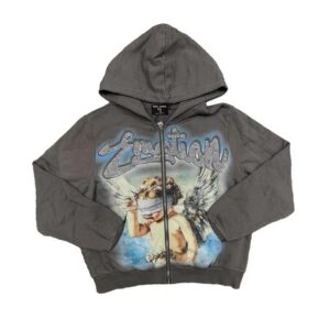 mixed emotion angel graphic hoodie multi
