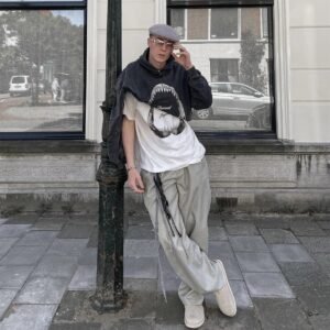 represent shark teeth hoodie black