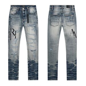 amiri embroidered distressed jeans multicolor