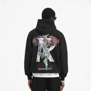 represent dragon print hoodie black