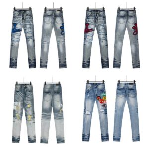 amiri embroidered distressed jeans