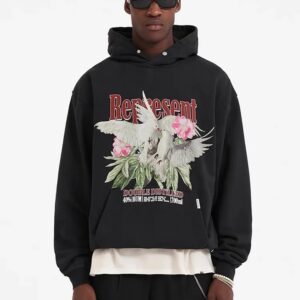 represent peace dove hoodie black/white