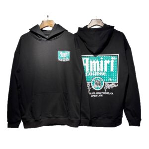 amiri letter print hoodie black