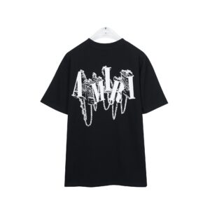 amiri chain logo t shirt black & white