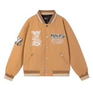 amiri goddess letter wool varsity jacket multicolor