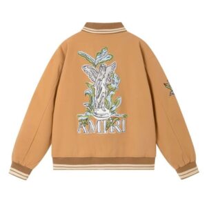 amiri goddess letter wool varsity jacket multicolor