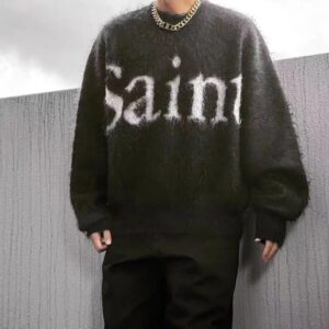 saint vintage skeleton knit sweater black