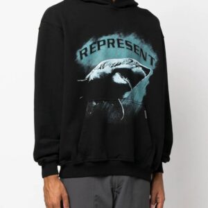 represent shark washed hoodie black