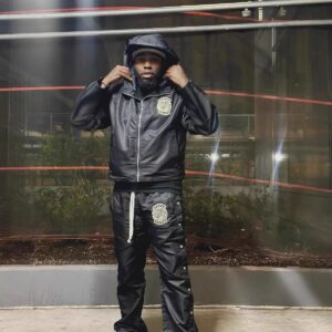 saint embroidered hooded windbreaker set multicolor