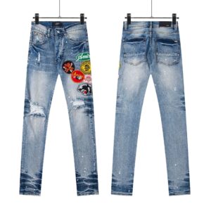 amiri embroidered distressed jeans