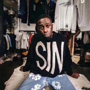 saint vintage skeleton knit sweater black