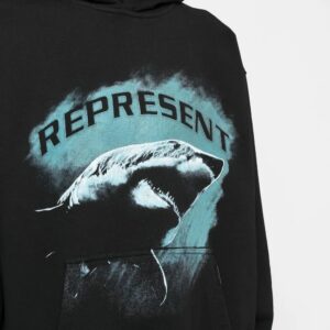 represent shark washed hoodie black
