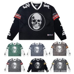 god & speed skull mesh long sleeve tee multicolor