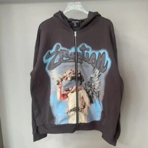 mixed emotion angel graphic hoodie multi