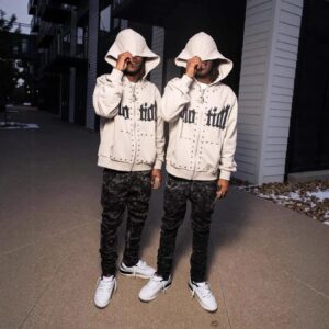 mixed&emotion beaded hoodie grey