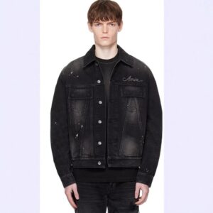 amiri splatter paint denim jacket black