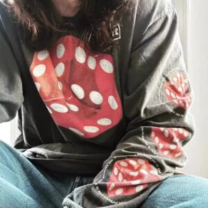 saint dice print long sleeve tee black