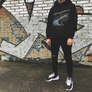 represent washed shark hoodie multicolor