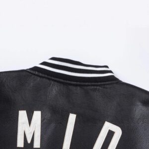 amiri pu leather varsity jacket black
