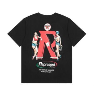 represent retro graphic tee black white