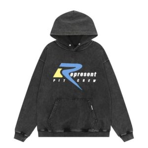 represent washed hoodie black