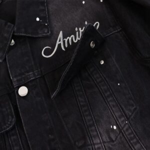 amiri splatter paint denim jacket black