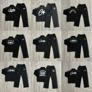 corteiz reflective logo track set black