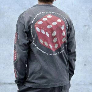 saint dice print long sleeve tee black