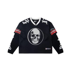 god & speed skull mesh long sleeve tee multicolor