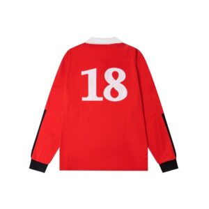 corteiz red collared long sleeve tee