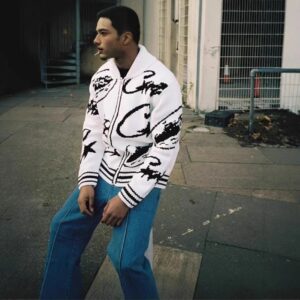 corteiz jacquard knit cardigan multicolor