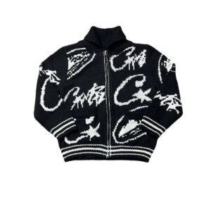 corteiz jacquard knit cardigan multicolor