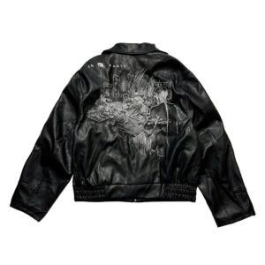 enfants riches deprimes unisex leather jacket (black & red)