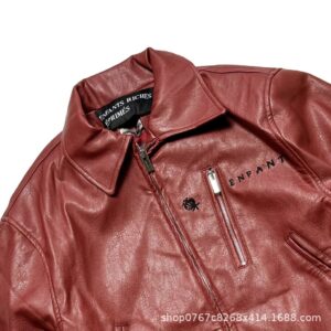 enfants riches deprimes unisex leather jacket (black & red)