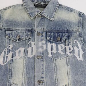 god speed embroidered denim jacket multi